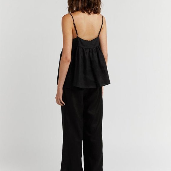 DIssh Size 10 Black Linen baby Doll Top BNWT - Picture 4 of 4